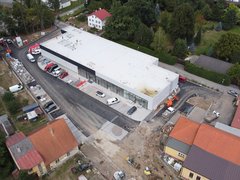 Retail park Volyně from above, the site under construction